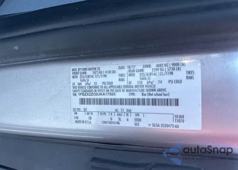 2018 Ford Transit-350 Xl from USA, damaged, VIN 1FBZX2ZG9JKA17565